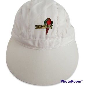 Vintage Cypress Gardens White Painters Hat Canvas Baseball Cap 8x3" Brim Parrot